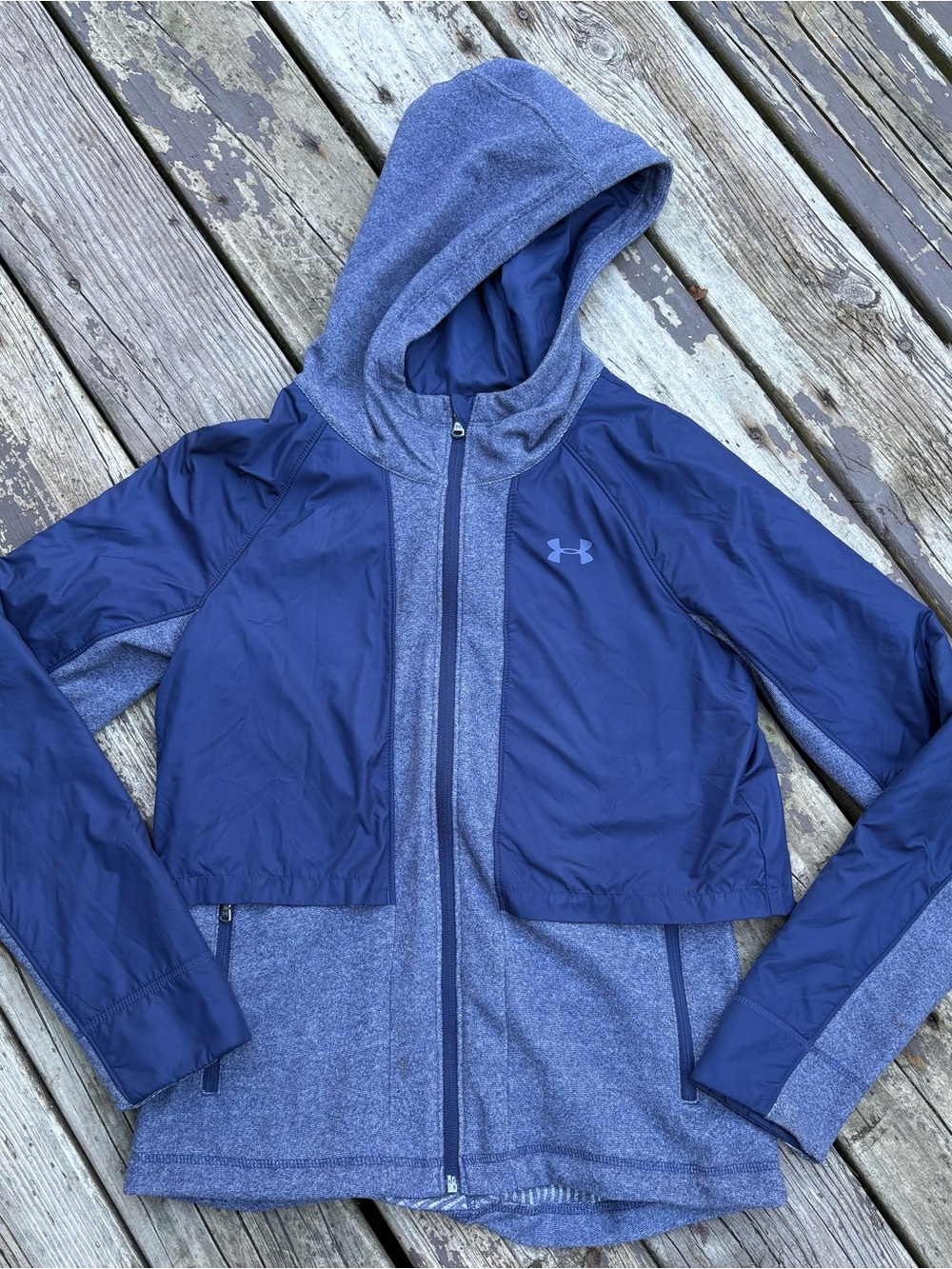 Under Armour Blue Cold Gear Full Zip Hooded Jacket size XS